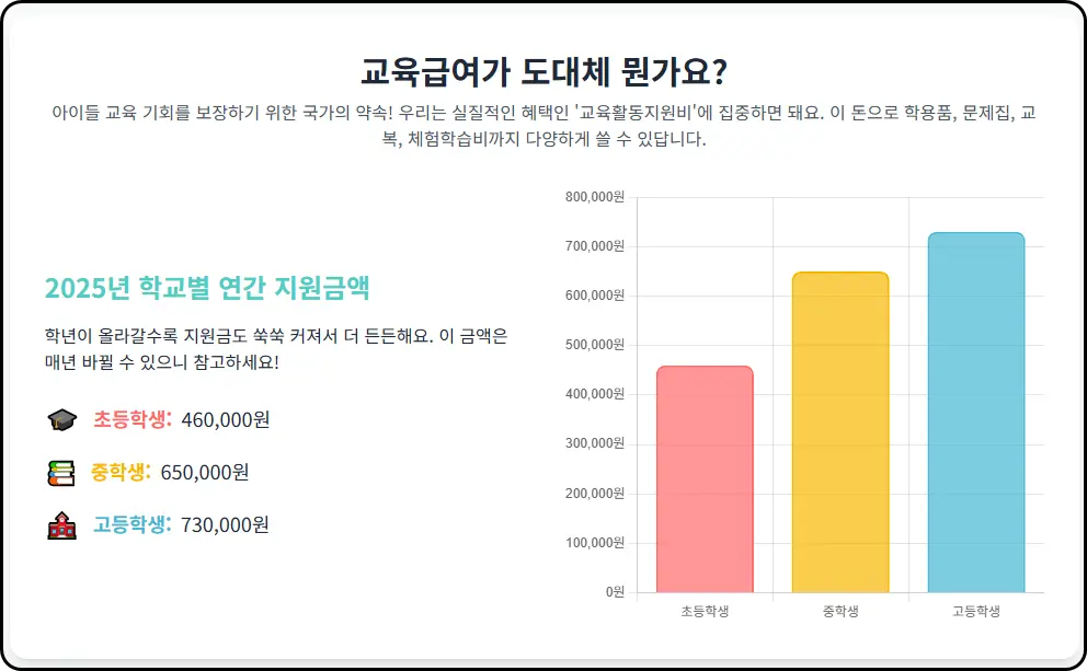 교육급여가 정확히 뭔가요? 나라가 주는 든든한 '교육활동지원비'랍니다