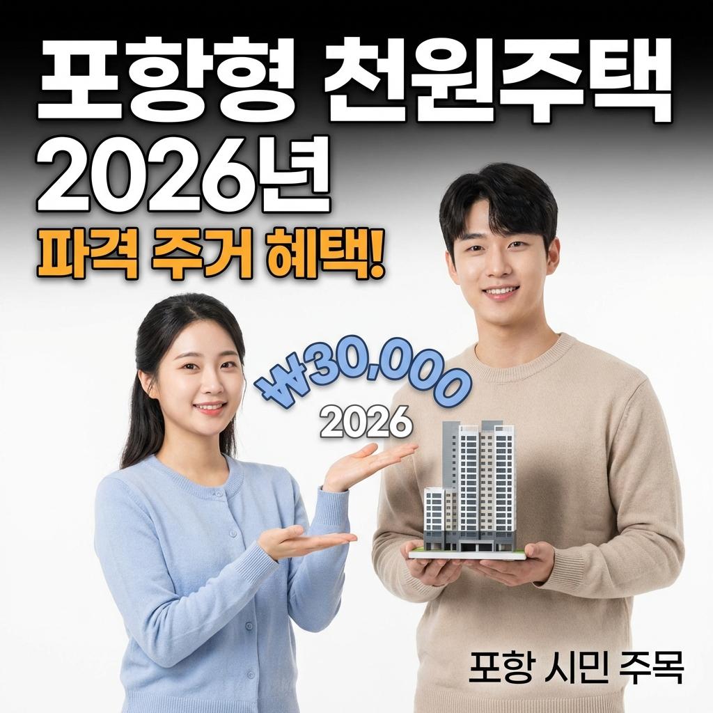 포항형 천원주택 건물 전경과 행복한 청년들