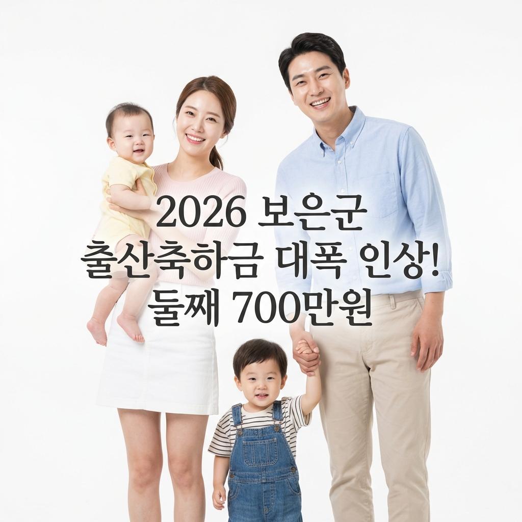 보은군 2026년 출산축하금 인상 소식을 알리는 포스터 이미지