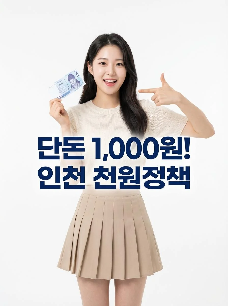 인천광역시 천원정책을 소개하는 깨끗하고 현대적인 도시 배경 이미지